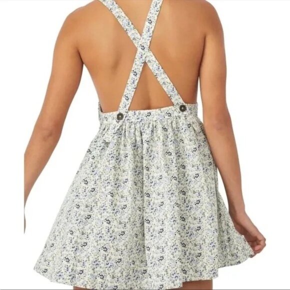 Free People Petunia Floral Smocked Mini Dress in Tea Combo - Picture 4 of 8